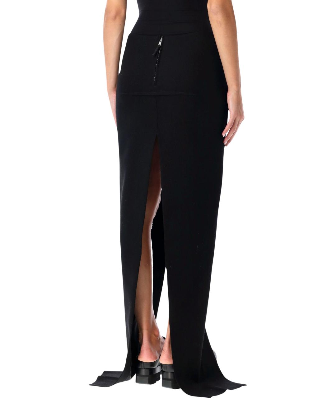 RICK OWENS Черная шерстяная юбка макси, фото 3