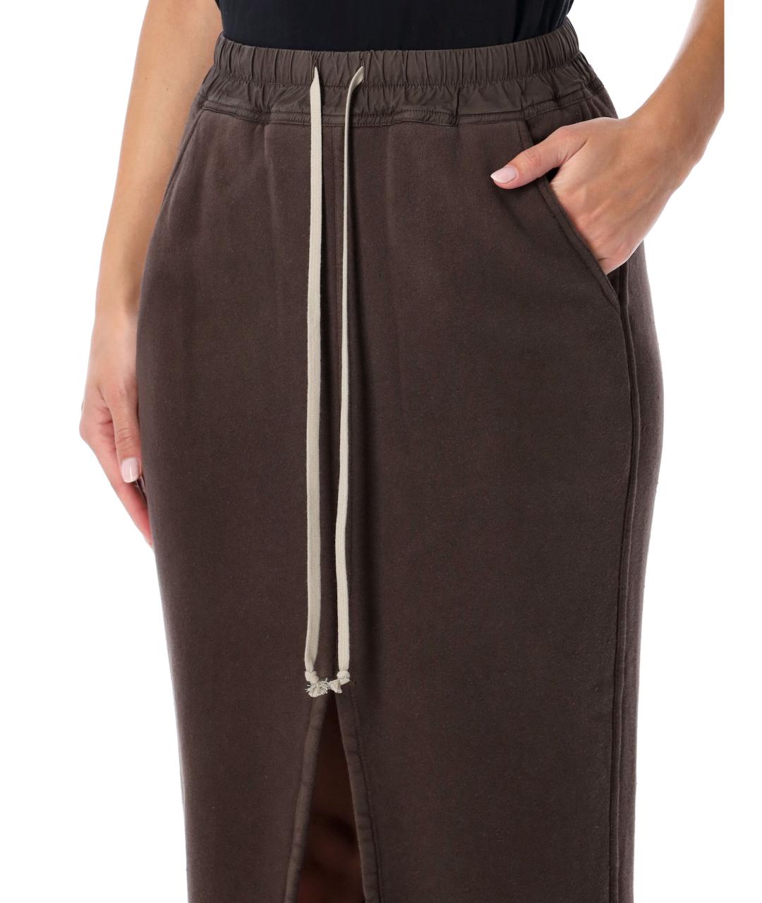 RICK OWENS DRKSHDW Коричневая хлопковая юбка макси, фото 3