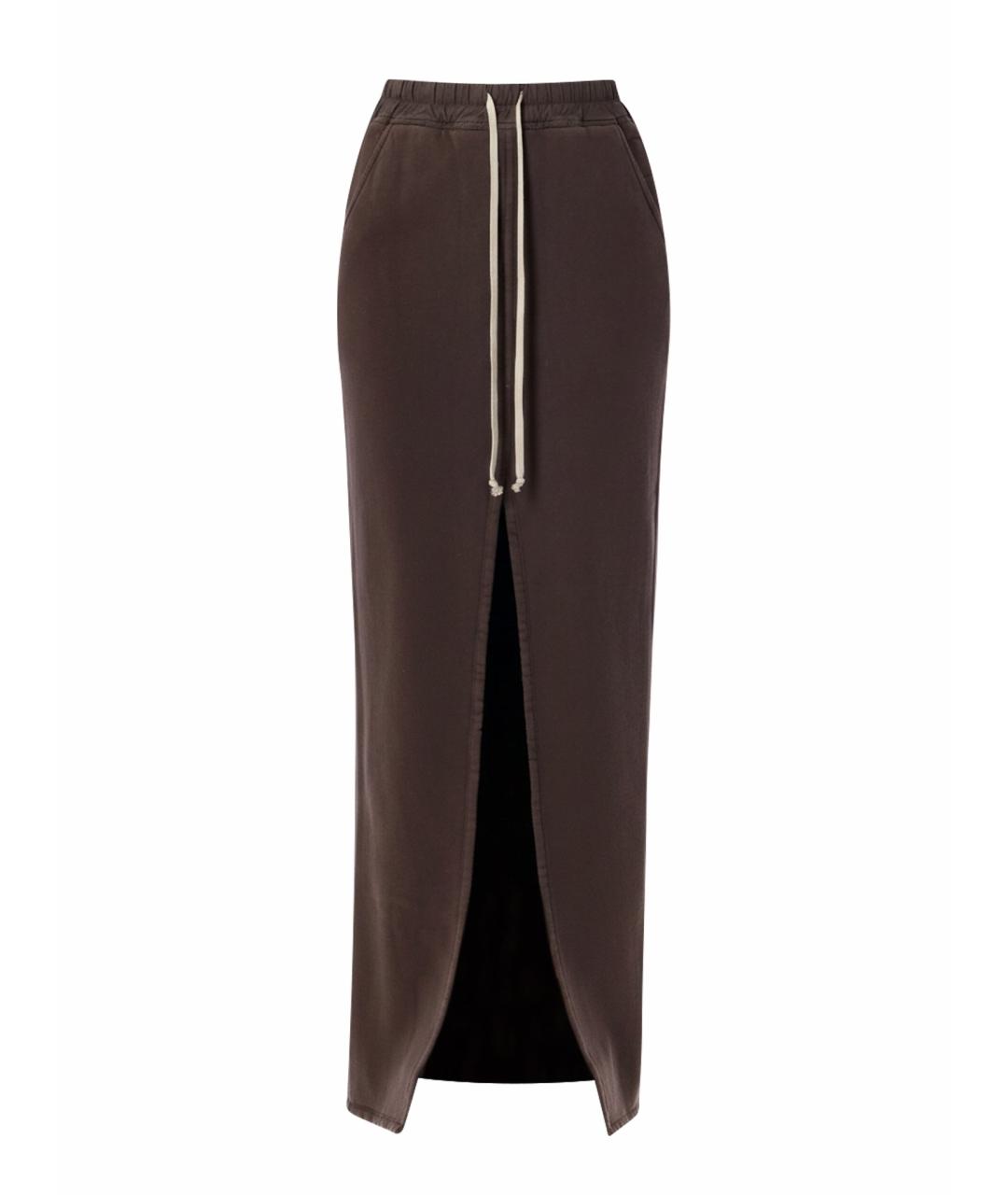 RICK OWENS DRKSHDW Коричневая хлопковая юбка макси, фото 1