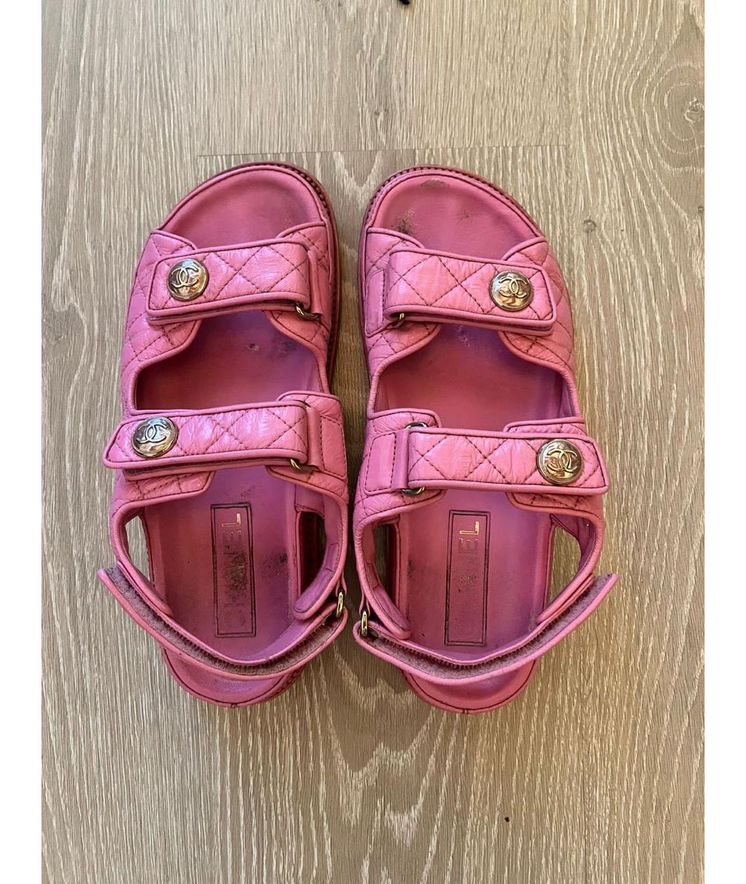 CHANEL Розовые кожаные сандалии, фото 2