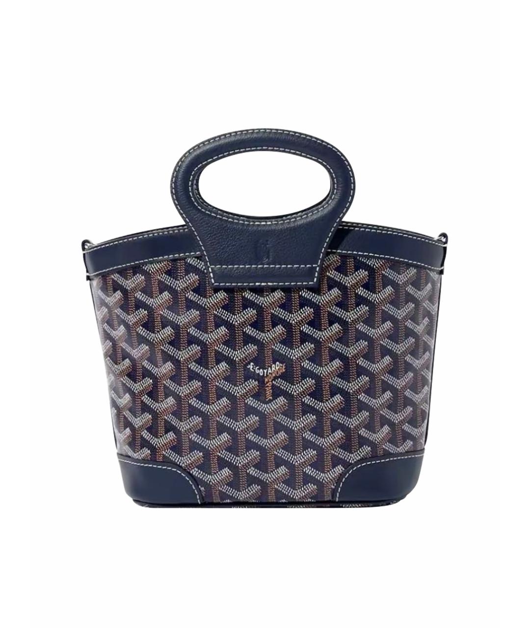 GOYARD Темно-синяя кожаная сумка с короткими ручками, фото 1
