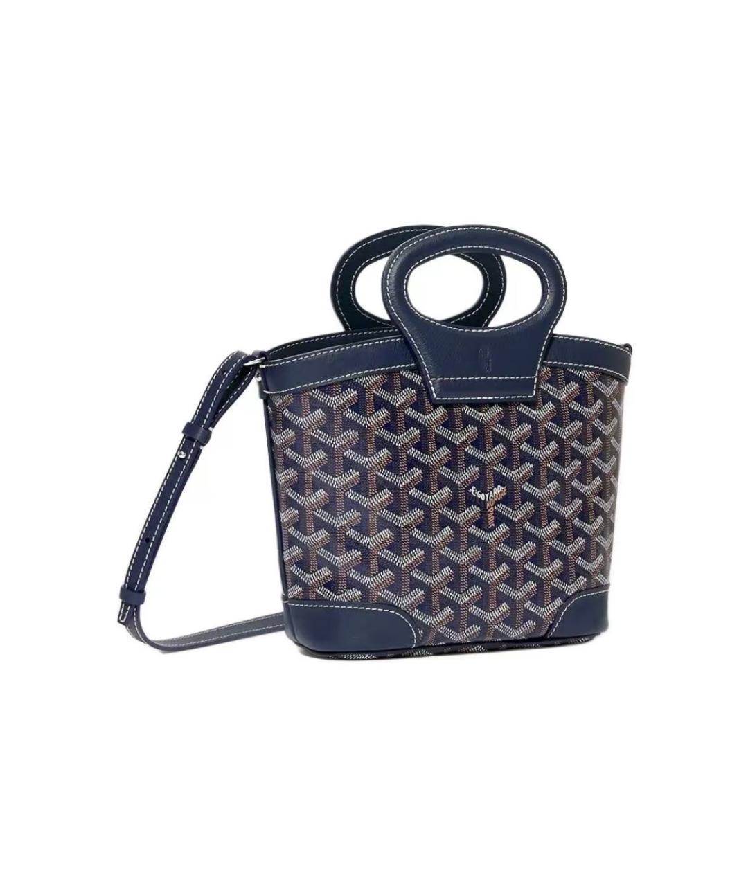 GOYARD Темно-синяя кожаная сумка с короткими ручками, фото 2