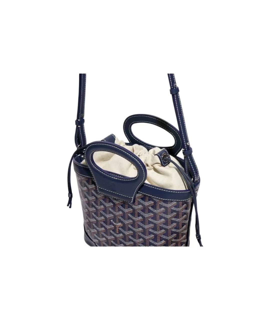 GOYARD Темно-синяя кожаная сумка с короткими ручками, фото 3