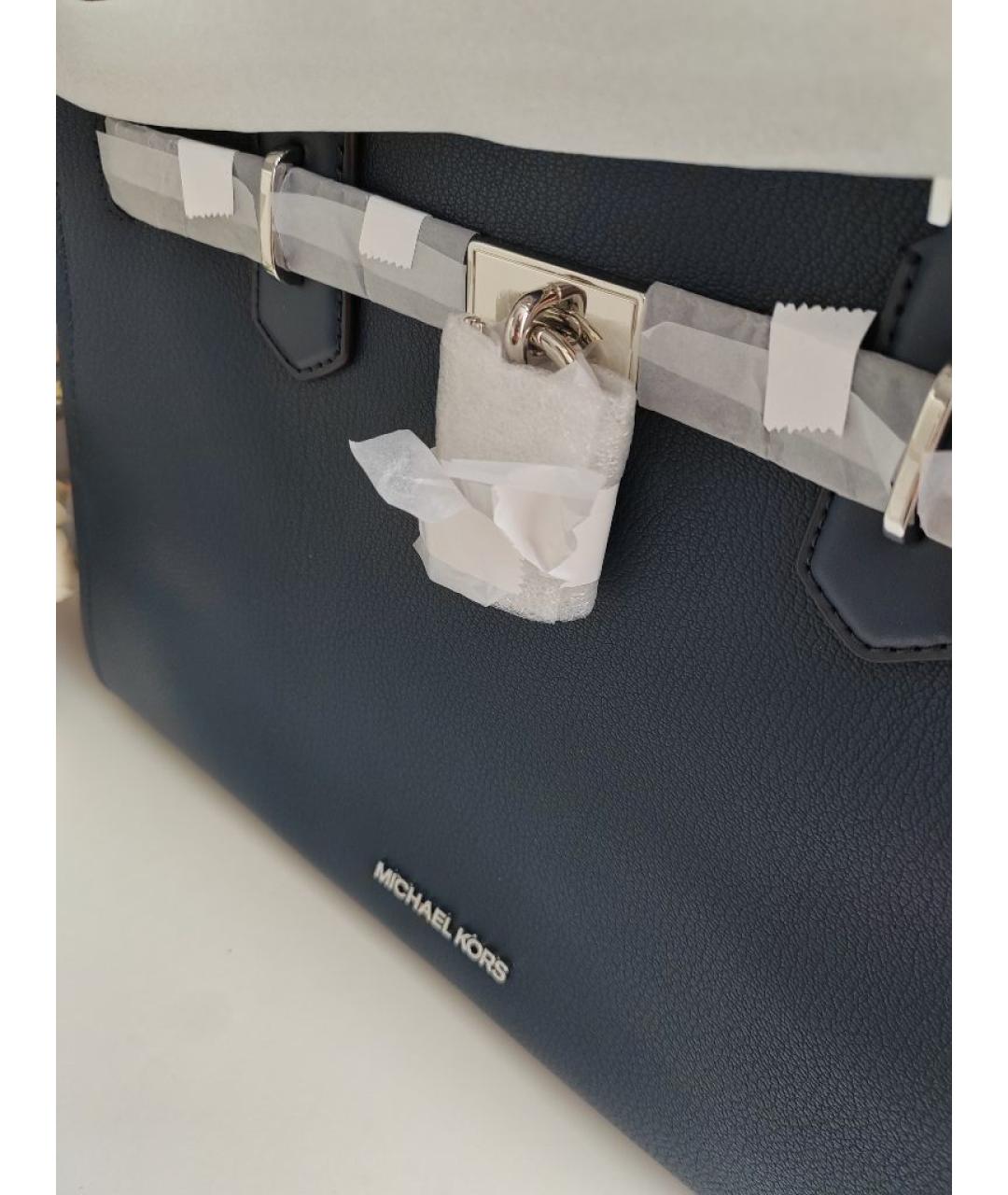 MICHAEL KORS Синяя кожаная сумка с короткими ручками, фото 9