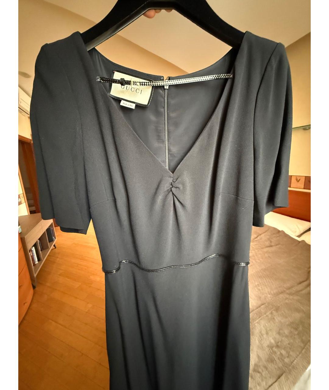 GUCCI Черное вискозное коктейльное платье, фото 4