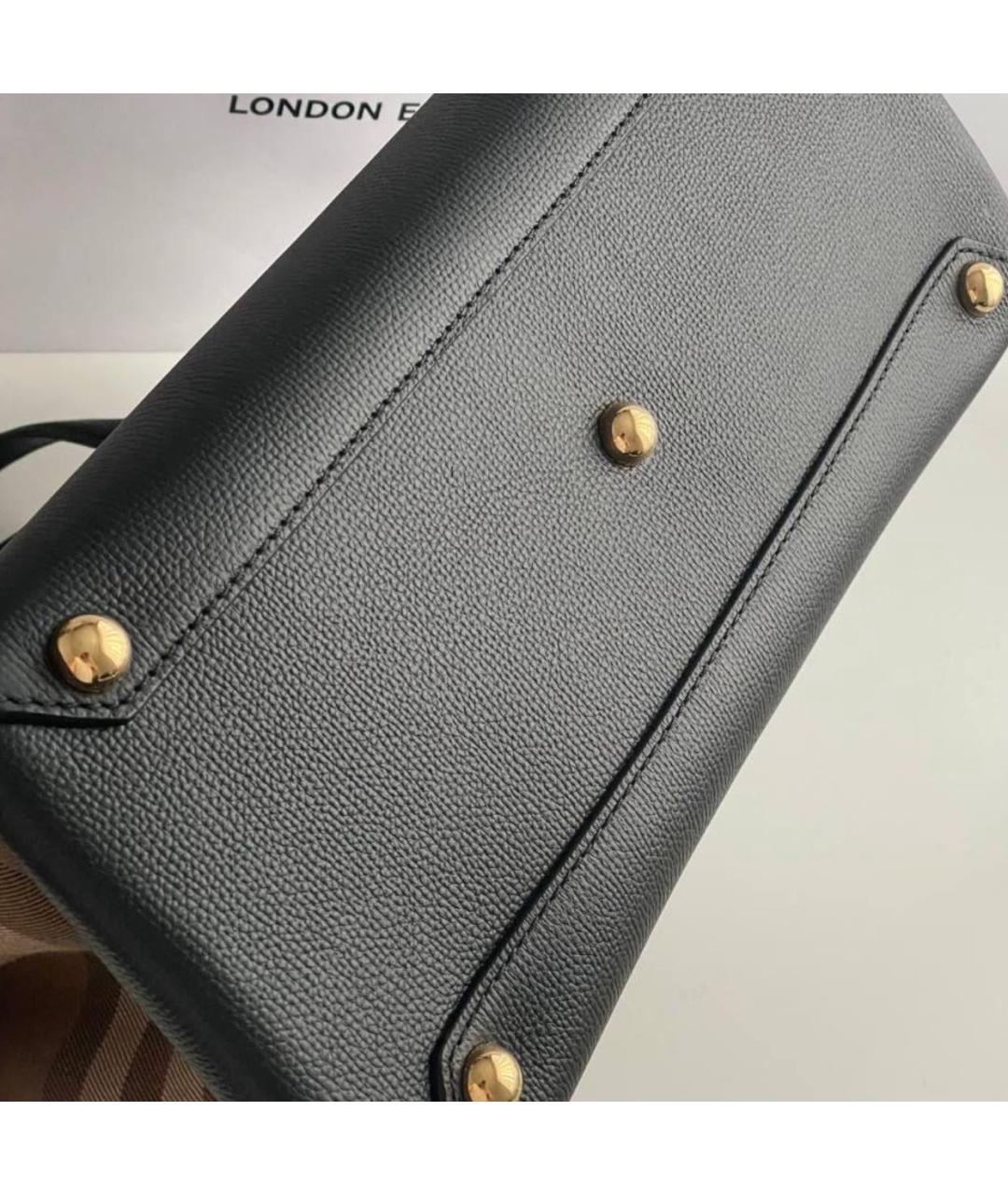 BURBERRY Черная кожаная сумка тоут, фото 7