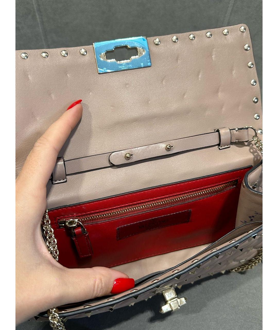 VALENTINO Бежевая кожаная сумка через плечо, фото 5
