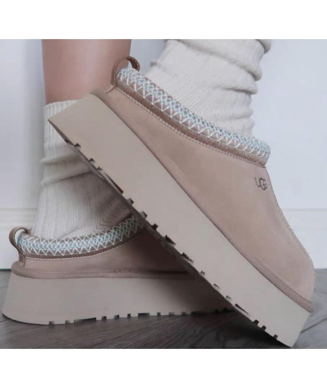 UGG AUSTRALIA Бежевые замшевые ботинки, фото 5