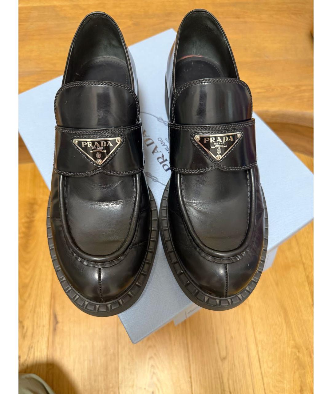 PRADA Черные кожаные мокасины, фото 2