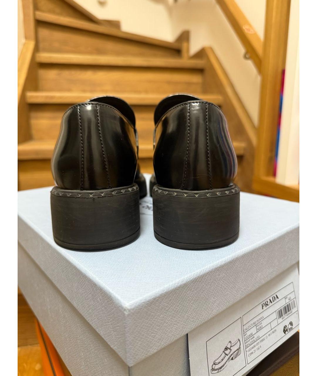 PRADA Черные кожаные мокасины, фото 4