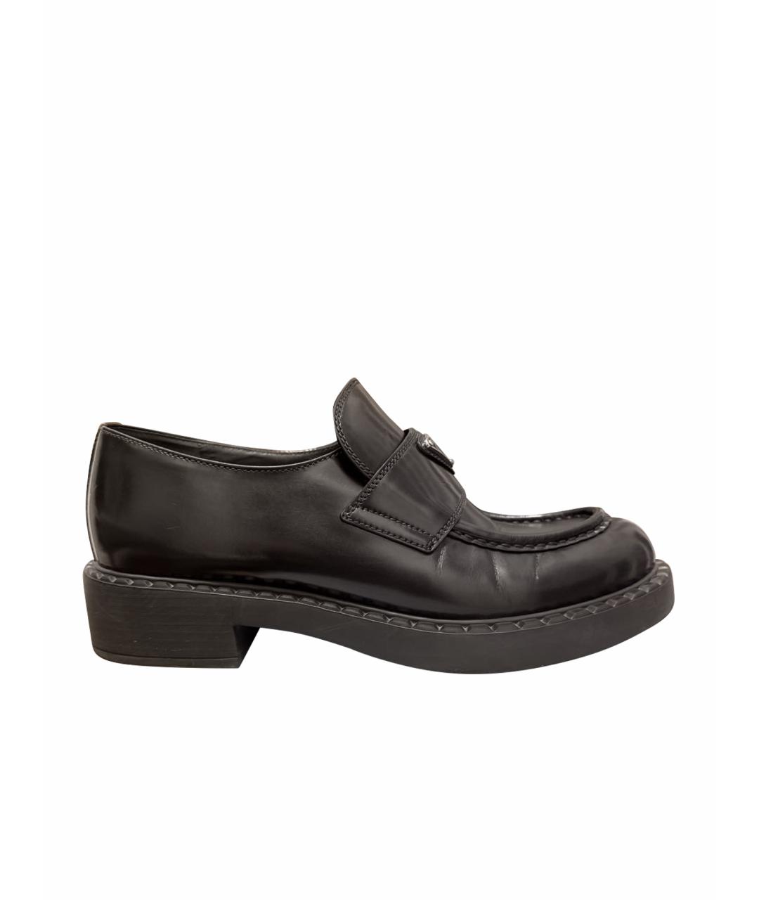 PRADA Черные кожаные мокасины, фото 1