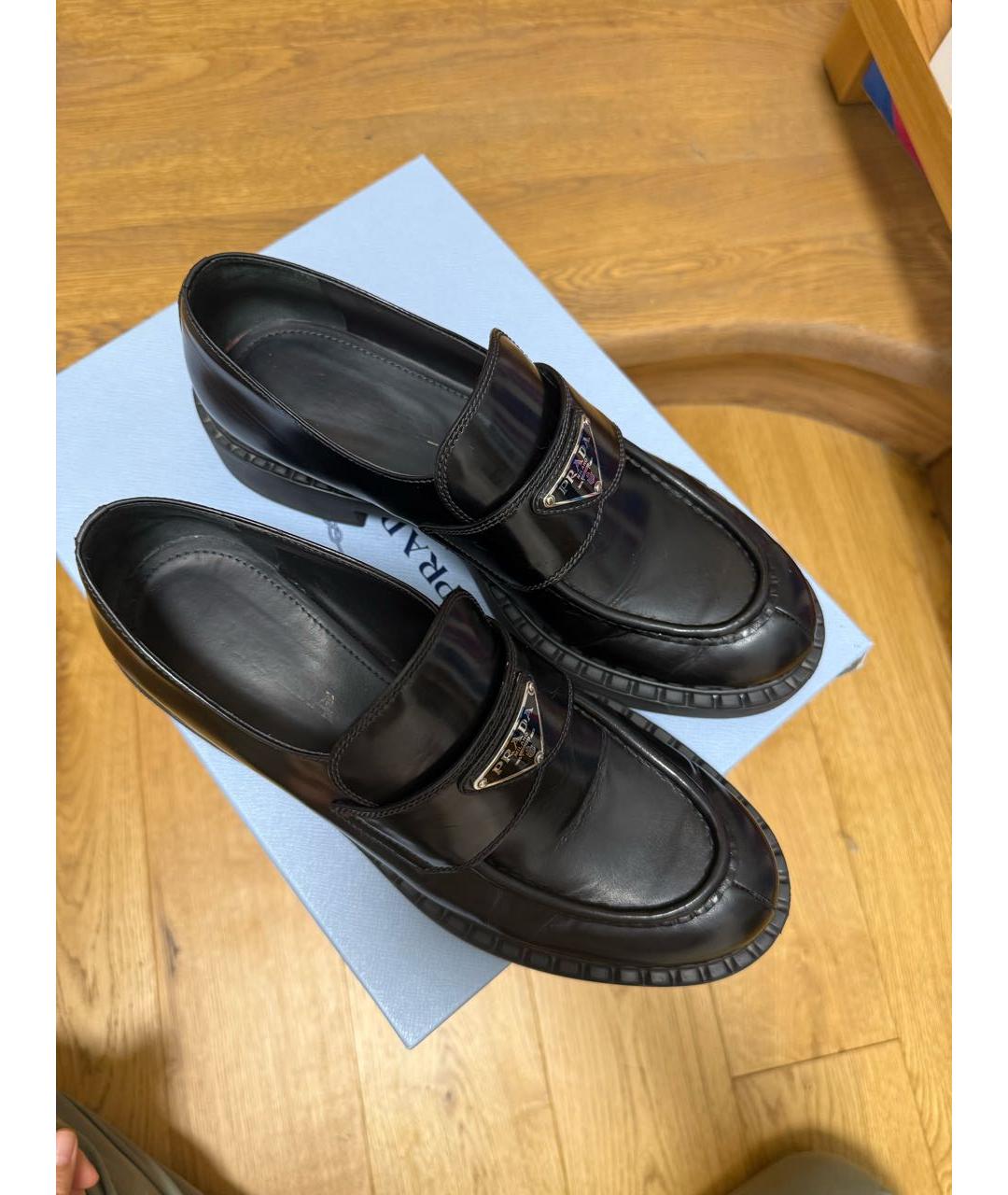 PRADA Черные кожаные мокасины, фото 3