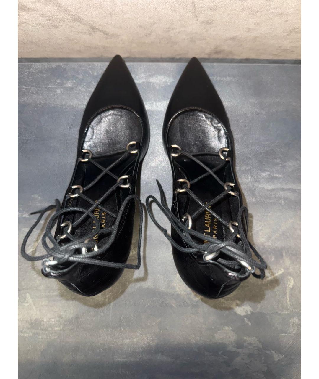 SAINT LAURENT Черные кожаные туфли, фото 3