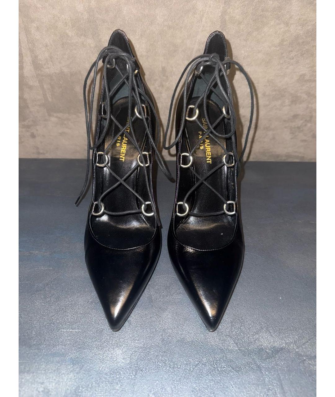 SAINT LAURENT Черные кожаные туфли, фото 2