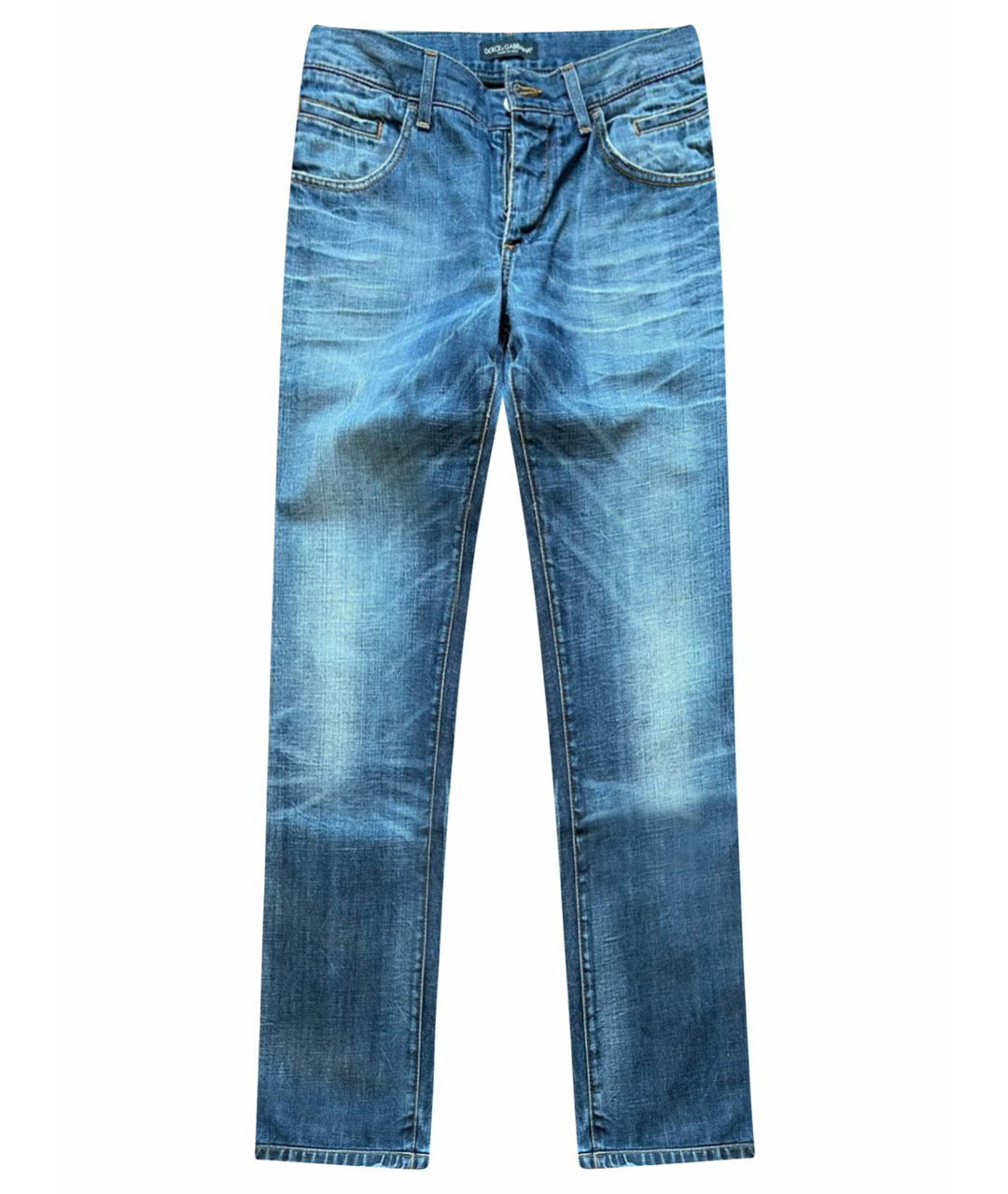 DOLCE&GABBANA Синие хлопковые прямые джинсы, фото 1