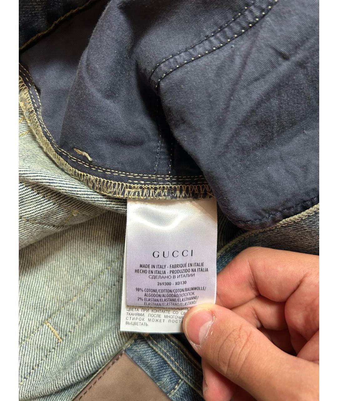 GUCCI Темно-синие хлопковые прямые джинсы, фото 6
