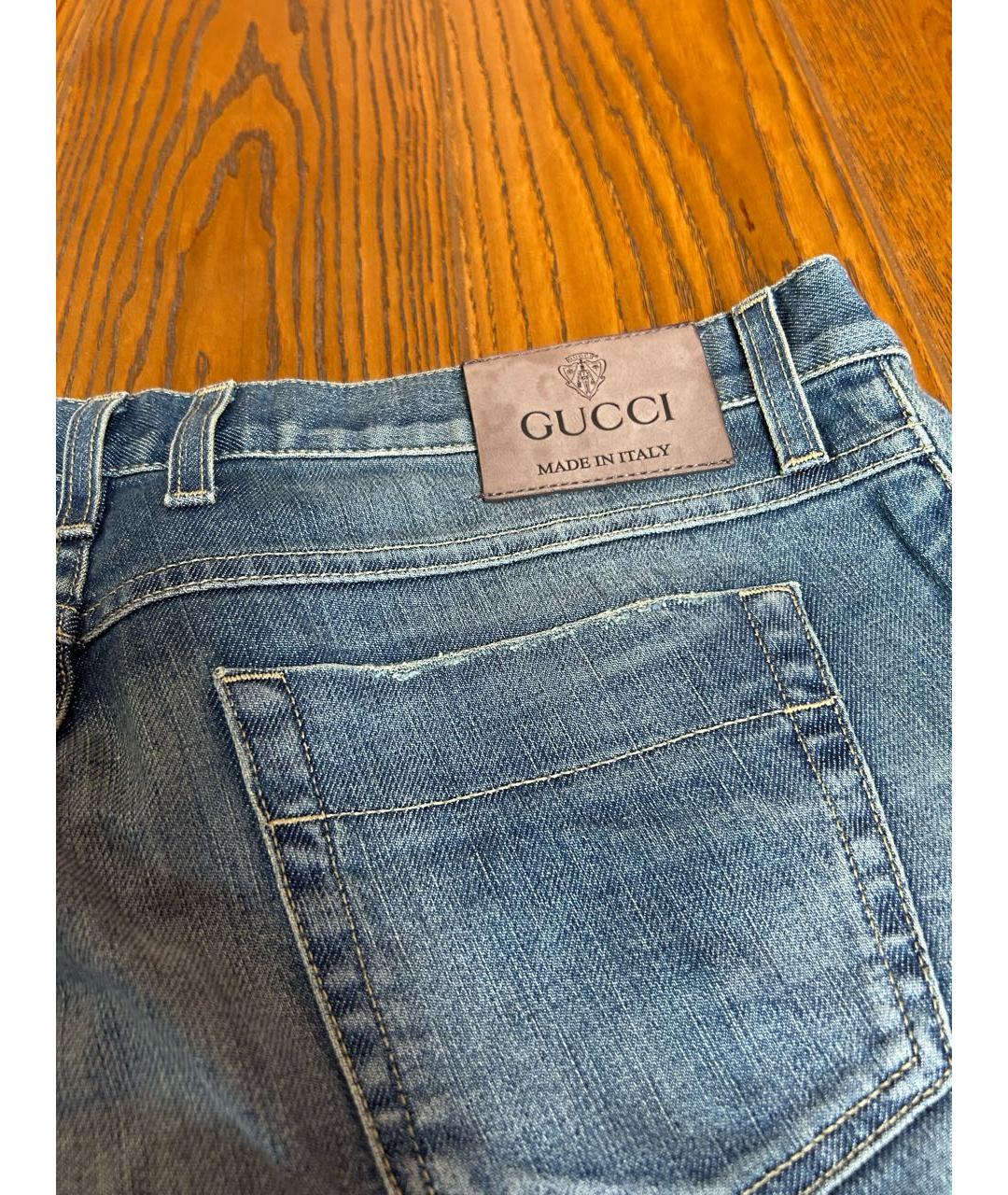 GUCCI Темно-синие хлопковые прямые джинсы, фото 4