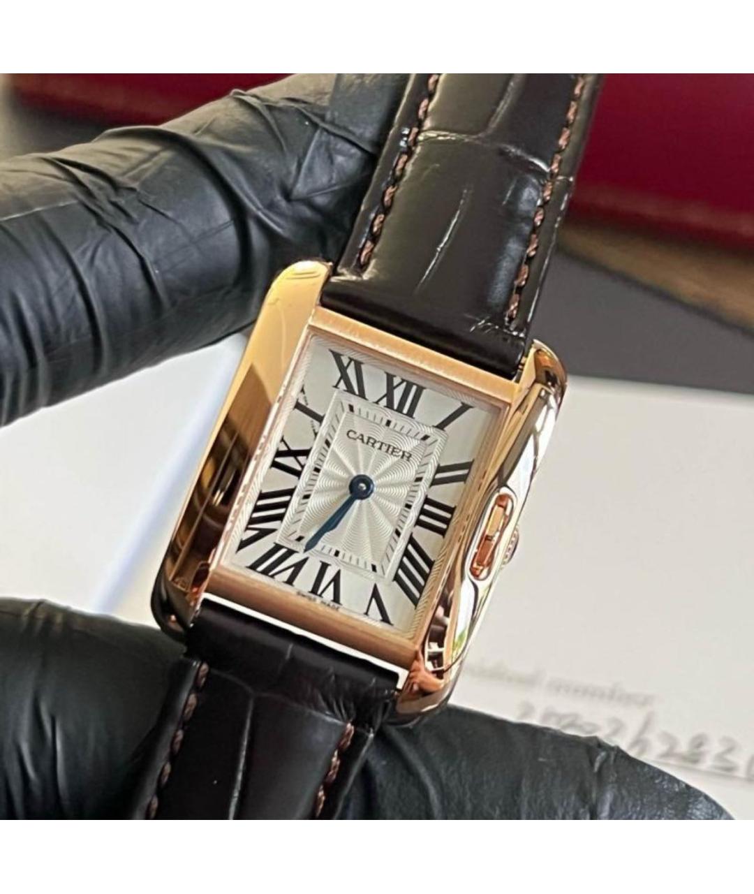 CARTIER Черные часы из желтого золота, фото 5