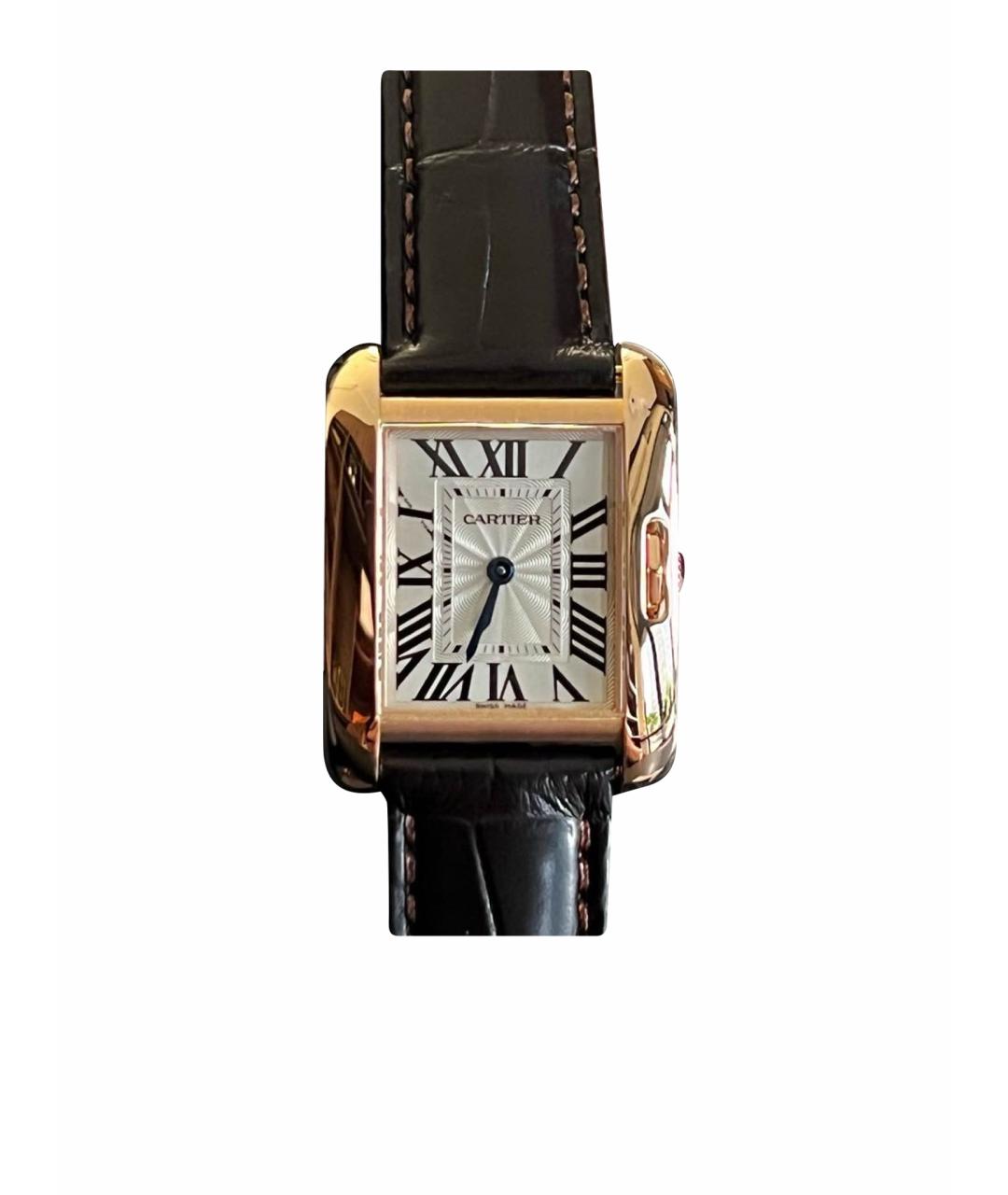 CARTIER Черные часы из желтого золота, фото 1