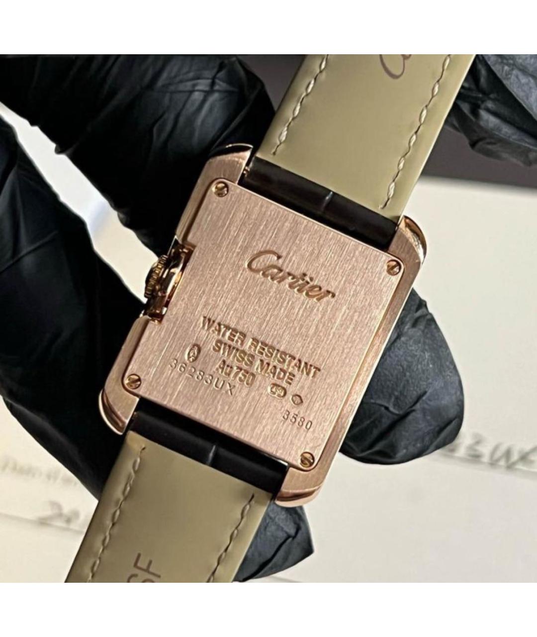 CARTIER Черные часы из желтого золота, фото 3
