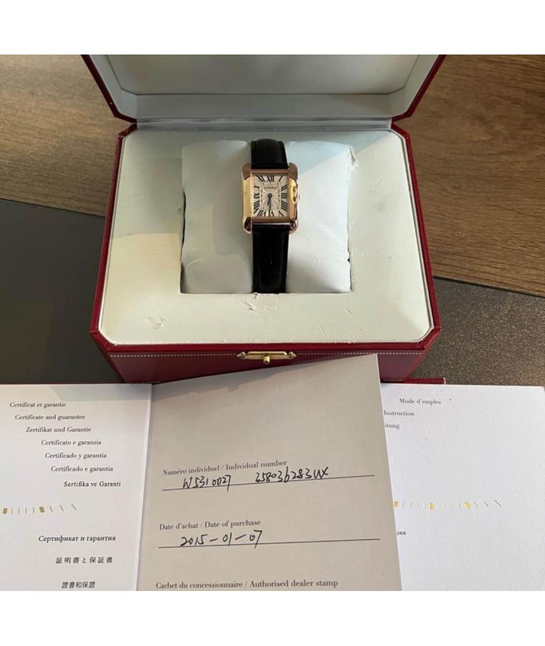 CARTIER Черные часы из желтого золота, фото 6