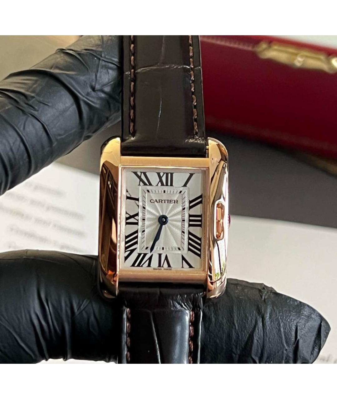 CARTIER Черные часы из желтого золота, фото 2