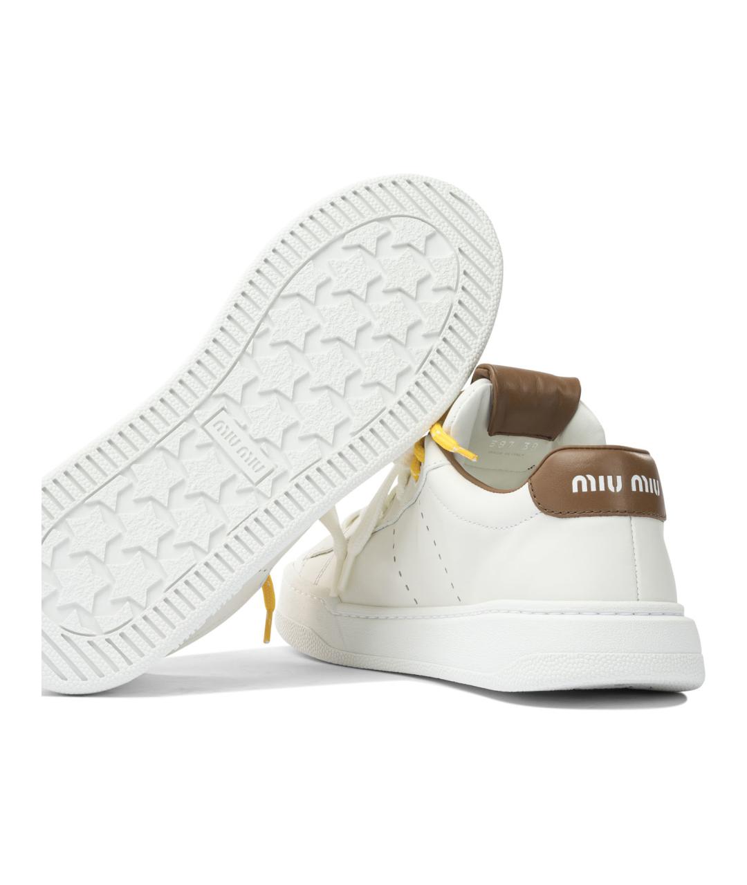 MIU MIU Белые кожаные кеды, фото 5