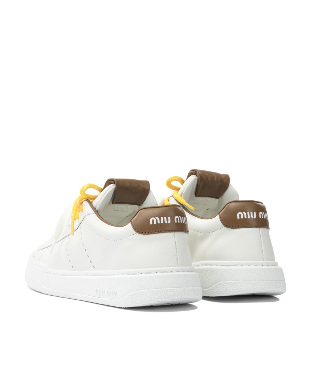MIU MIU Белые кожаные кеды, фото 4