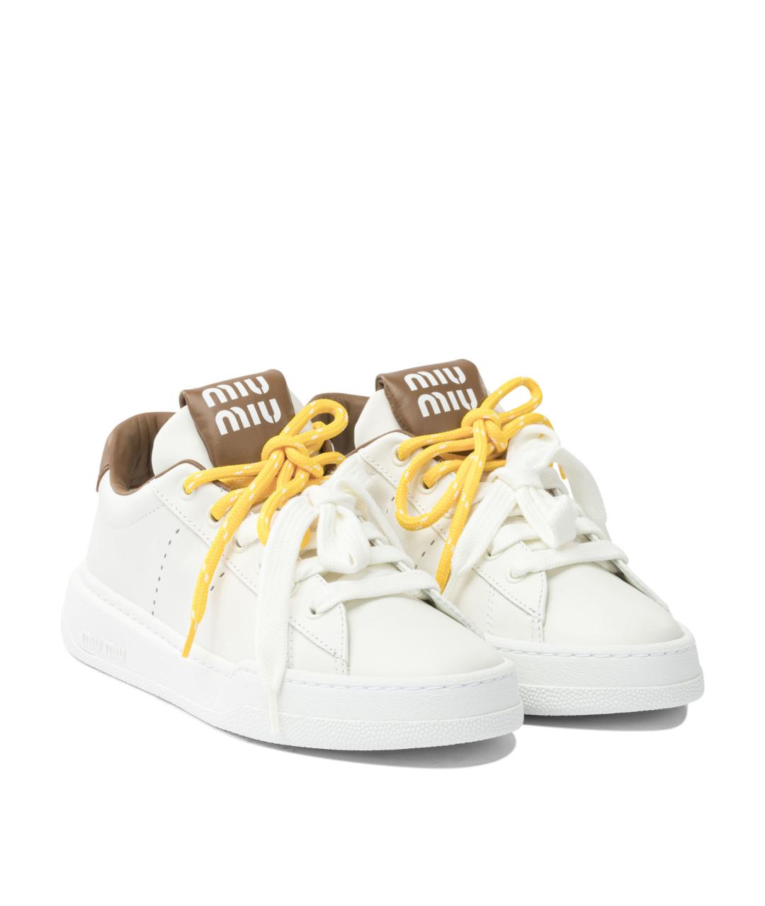 MIU MIU Белые кожаные кеды, фото 2