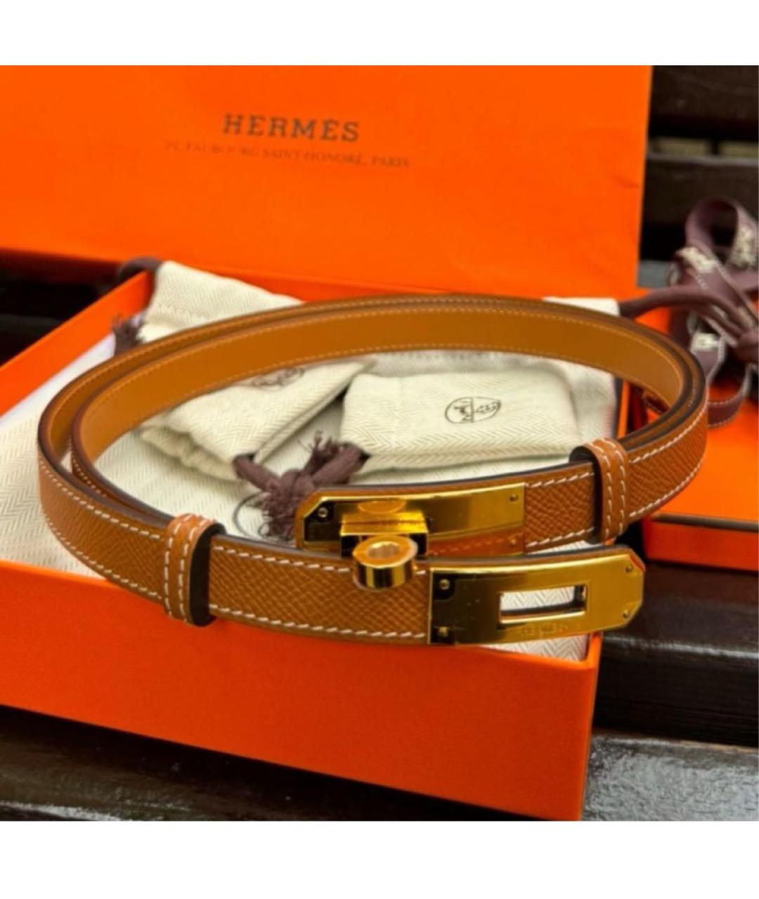 HERMES Коричневый кожаный ремень, фото 2