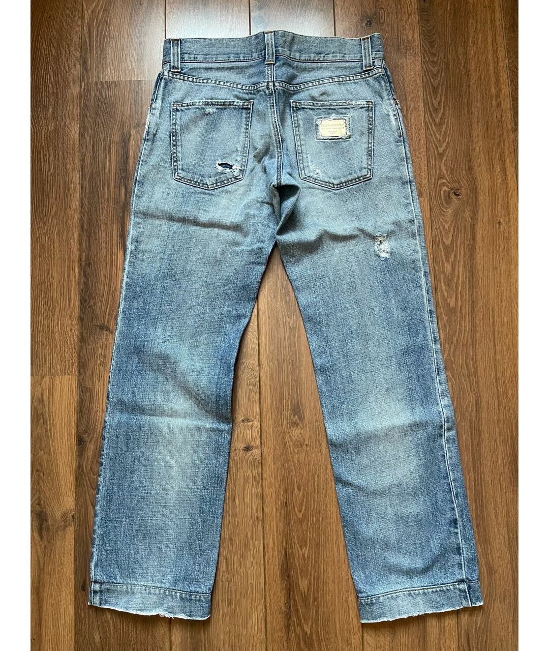 DOLCE&GABBANA Голубые хлопковые прямые джинсы, фото 2