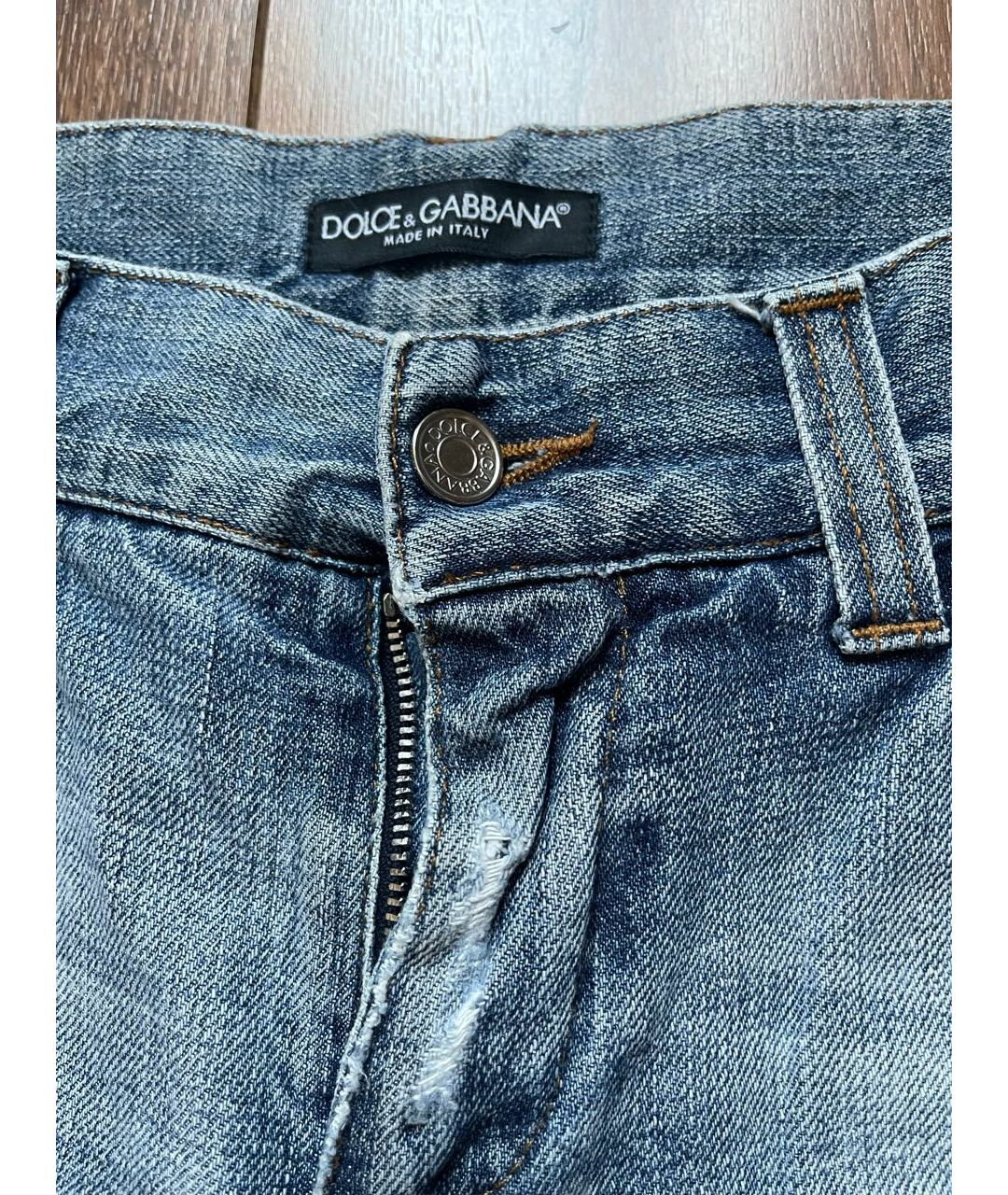 DOLCE&GABBANA Голубые хлопковые прямые джинсы, фото 3