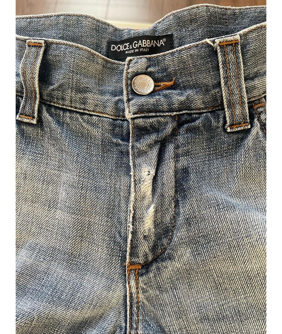 DOLCE&GABBANA Голубые хлопковые прямые джинсы, фото 6