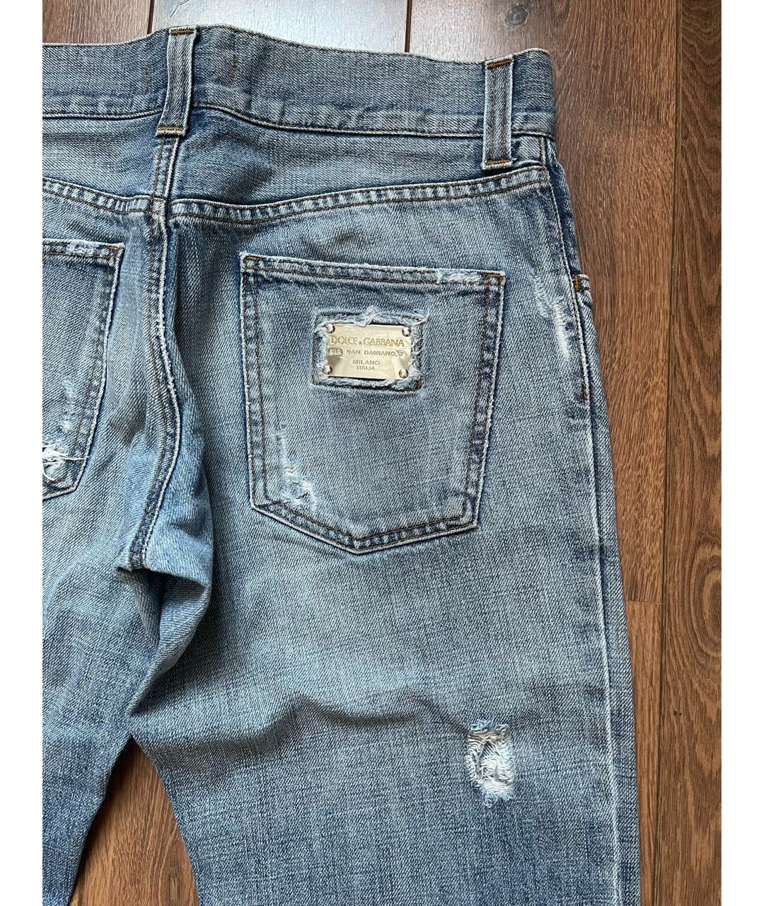 DOLCE&GABBANA Голубые хлопковые прямые джинсы, фото 4