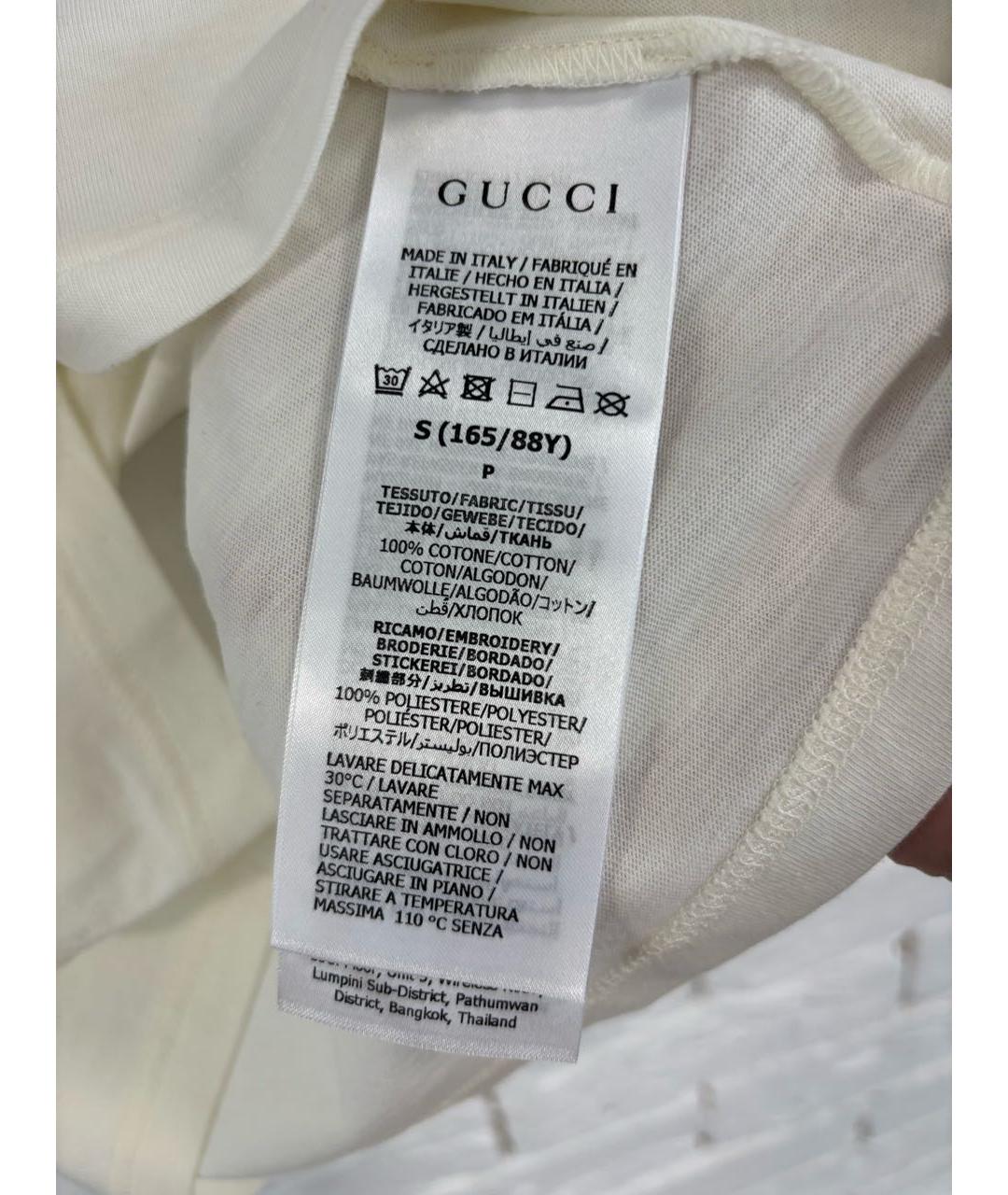 GUCCI Белая хлопковая футболка, фото 6