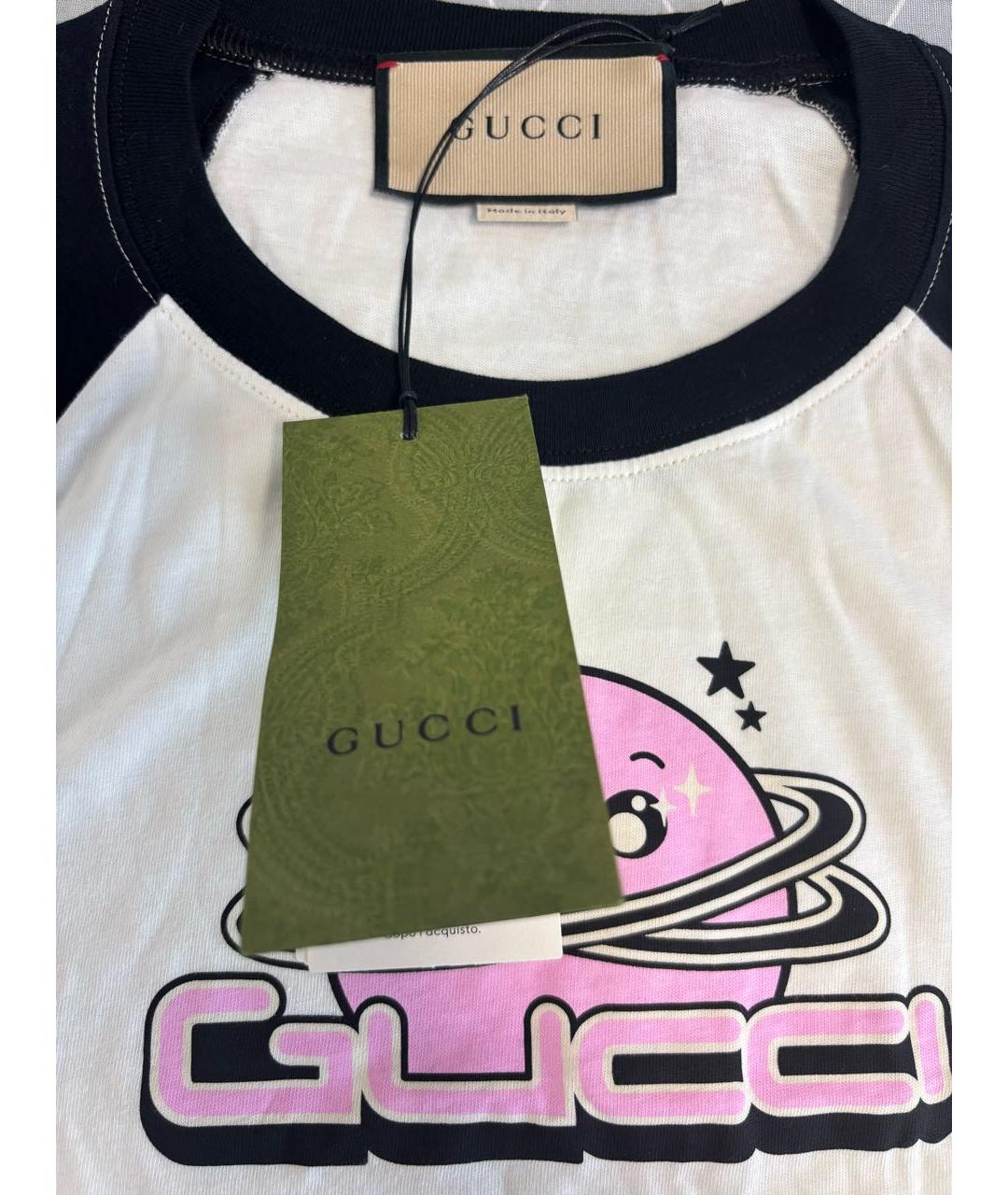 GUCCI Белая хлопковая футболка, фото 3