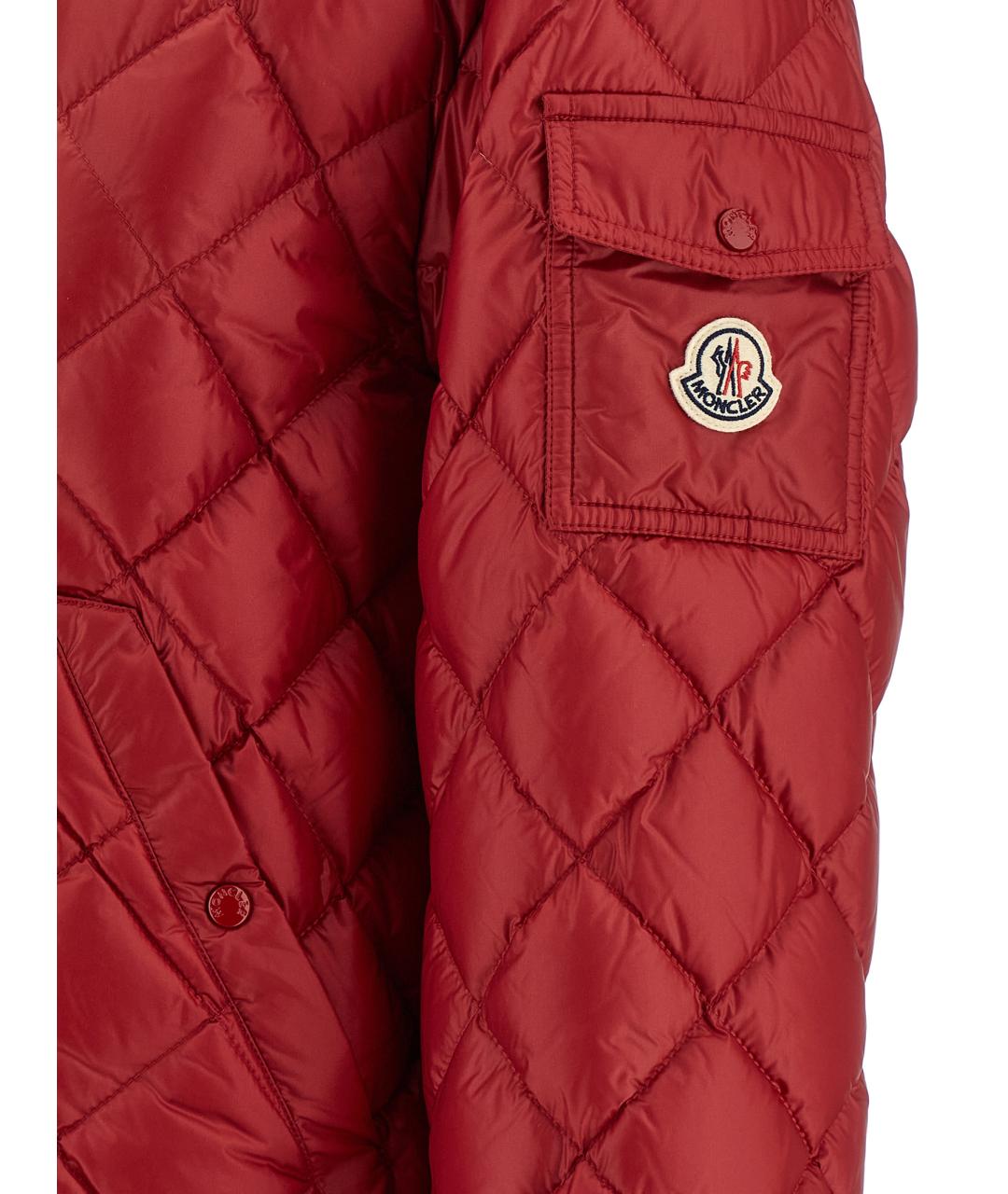 MONCLER Красный полиамидовый пуховик, фото 4