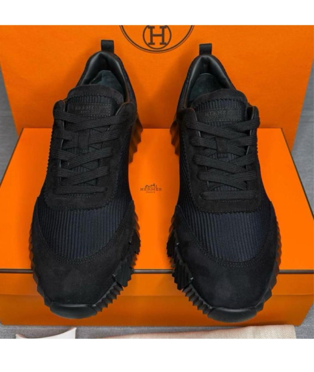 HERMES Черные текстильные низкие кроссовки / кеды, фото 3