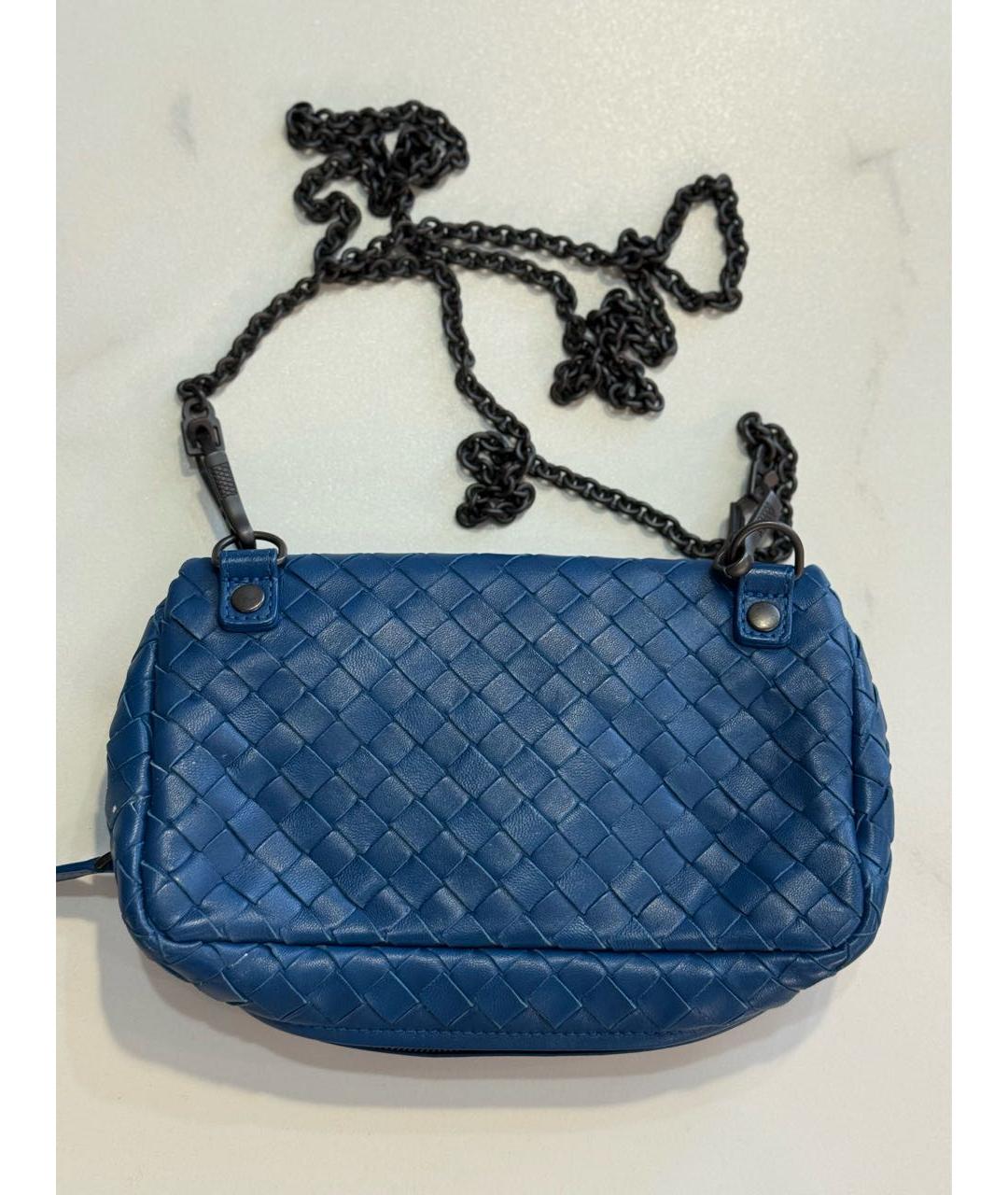 BOTTEGA VENETA Синяя кожаная сумка через плечо, фото 3