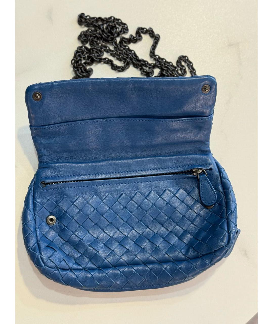 BOTTEGA VENETA Синяя кожаная сумка через плечо, фото 2