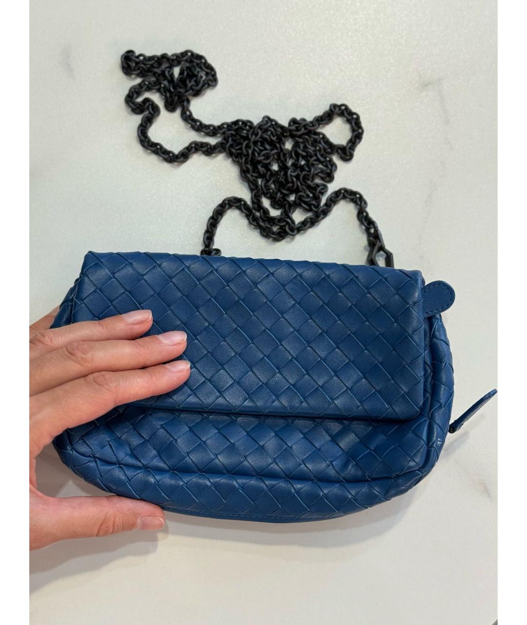 BOTTEGA VENETA Синяя кожаная сумка через плечо, фото 4