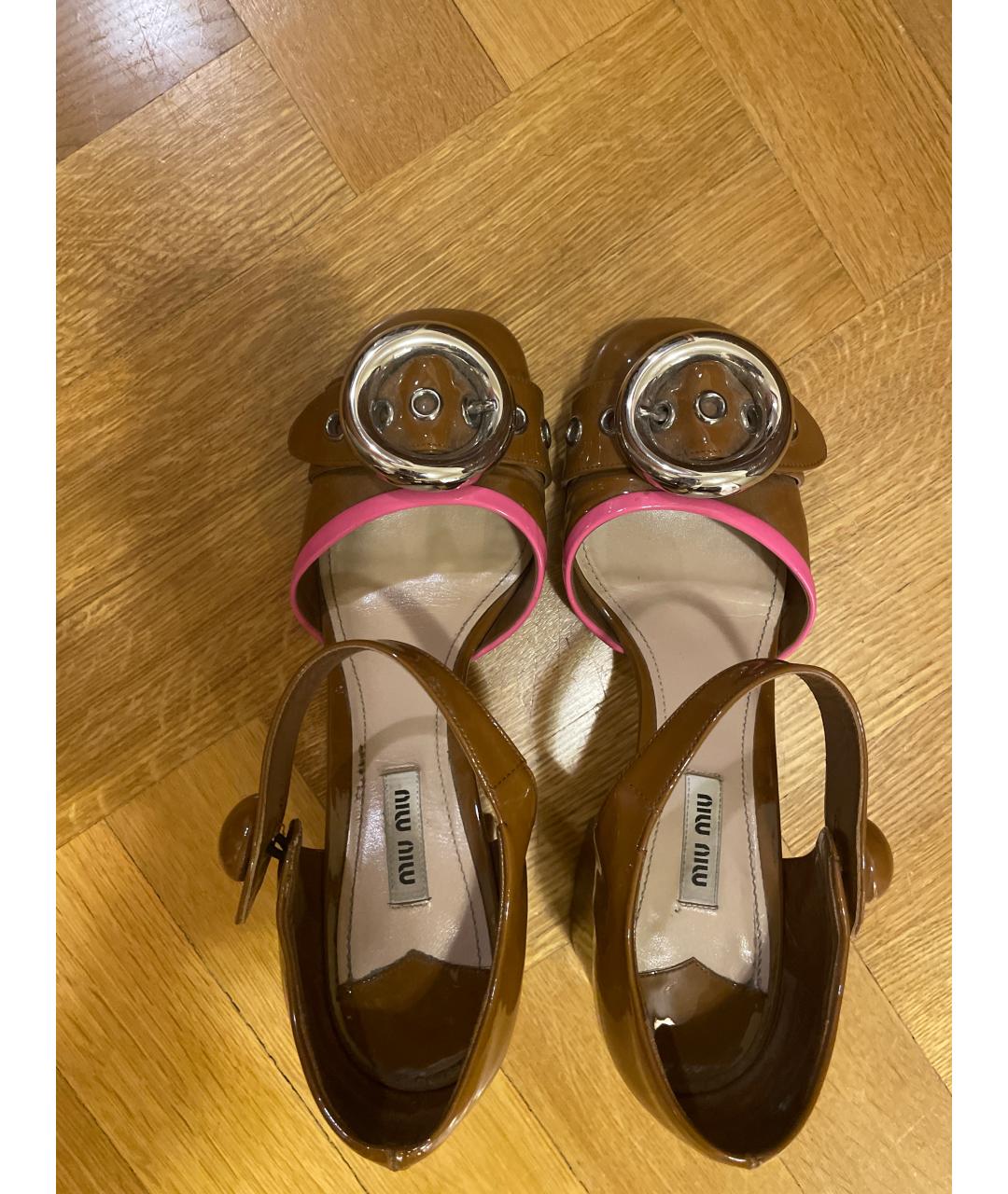 MIU MIU Коричневые кожаные туфли, фото 3