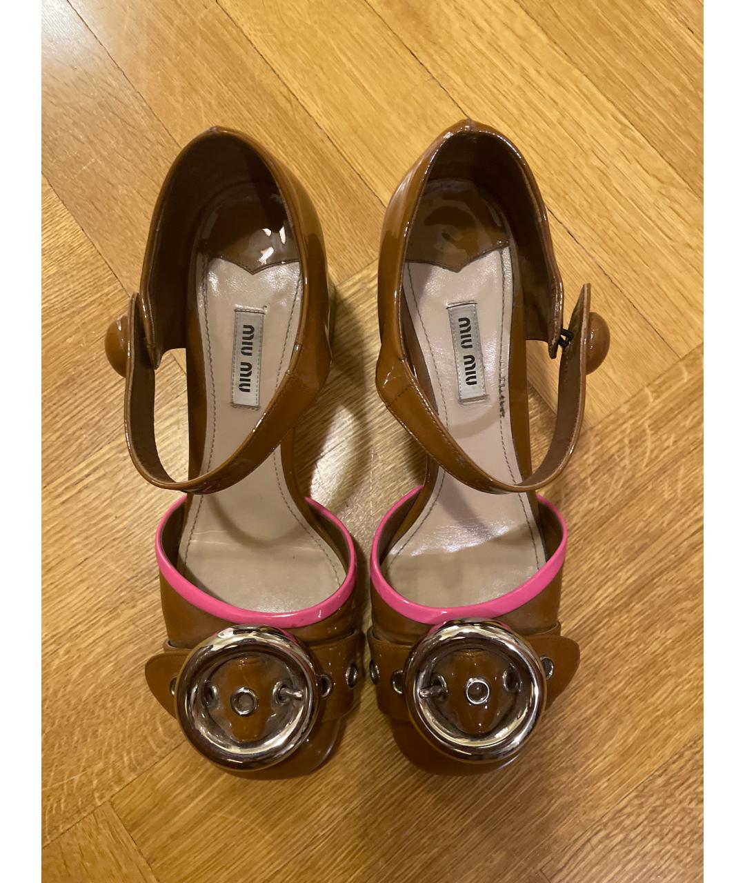 MIU MIU Коричневые кожаные туфли, фото 2
