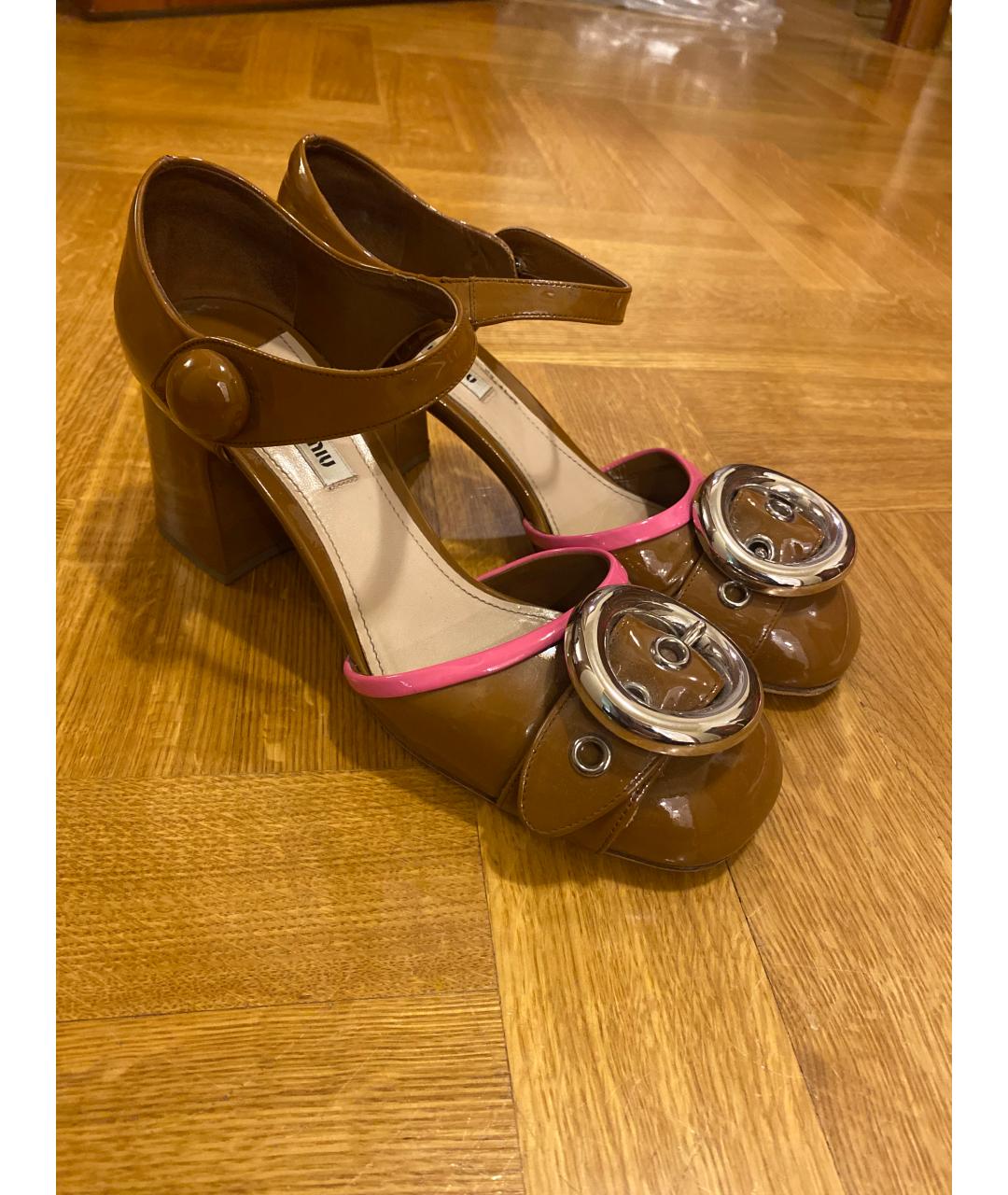 MIU MIU Коричневые кожаные туфли, фото 6