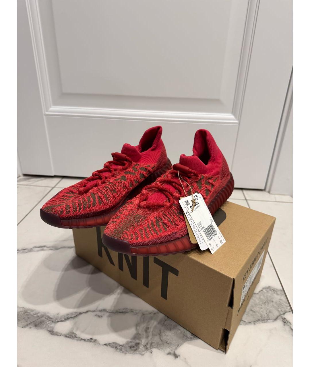 ADIDAS YEEZY Красные текстильные низкие кроссовки / кеды, фото 2