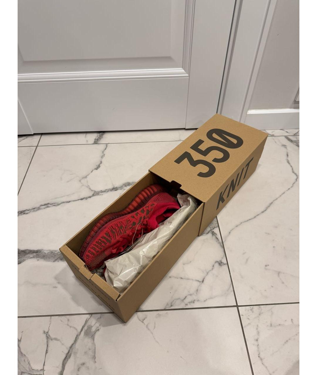ADIDAS YEEZY Красные текстильные низкие кроссовки / кеды, фото 6