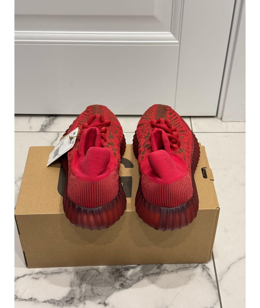 ADIDAS YEEZY Красные текстильные низкие кроссовки / кеды, фото 4