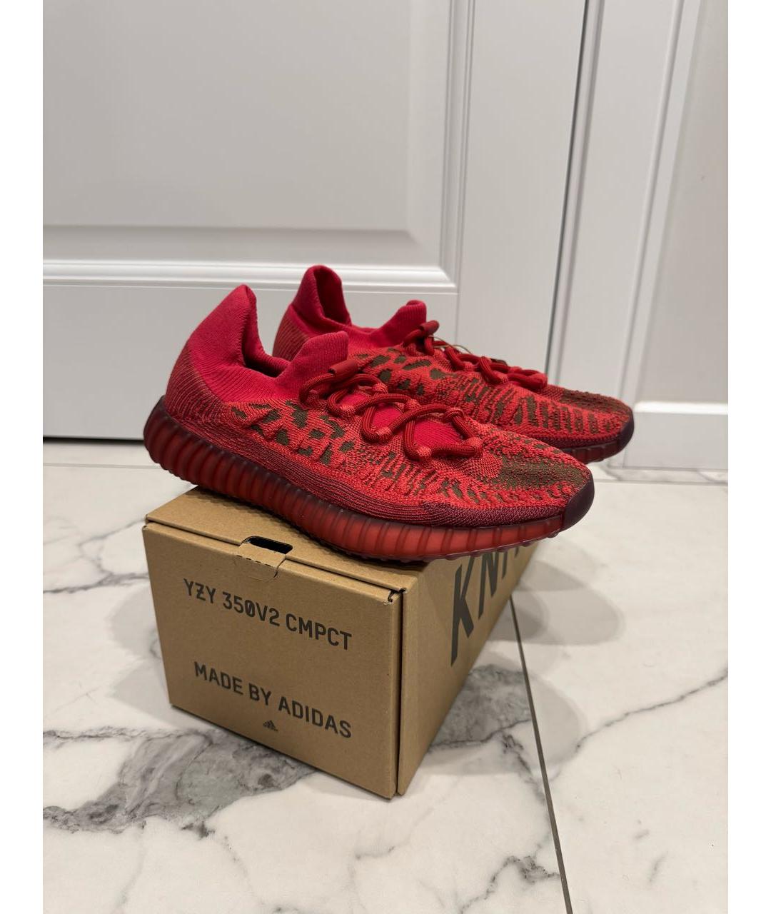 ADIDAS YEEZY Красные текстильные низкие кроссовки / кеды, фото 9