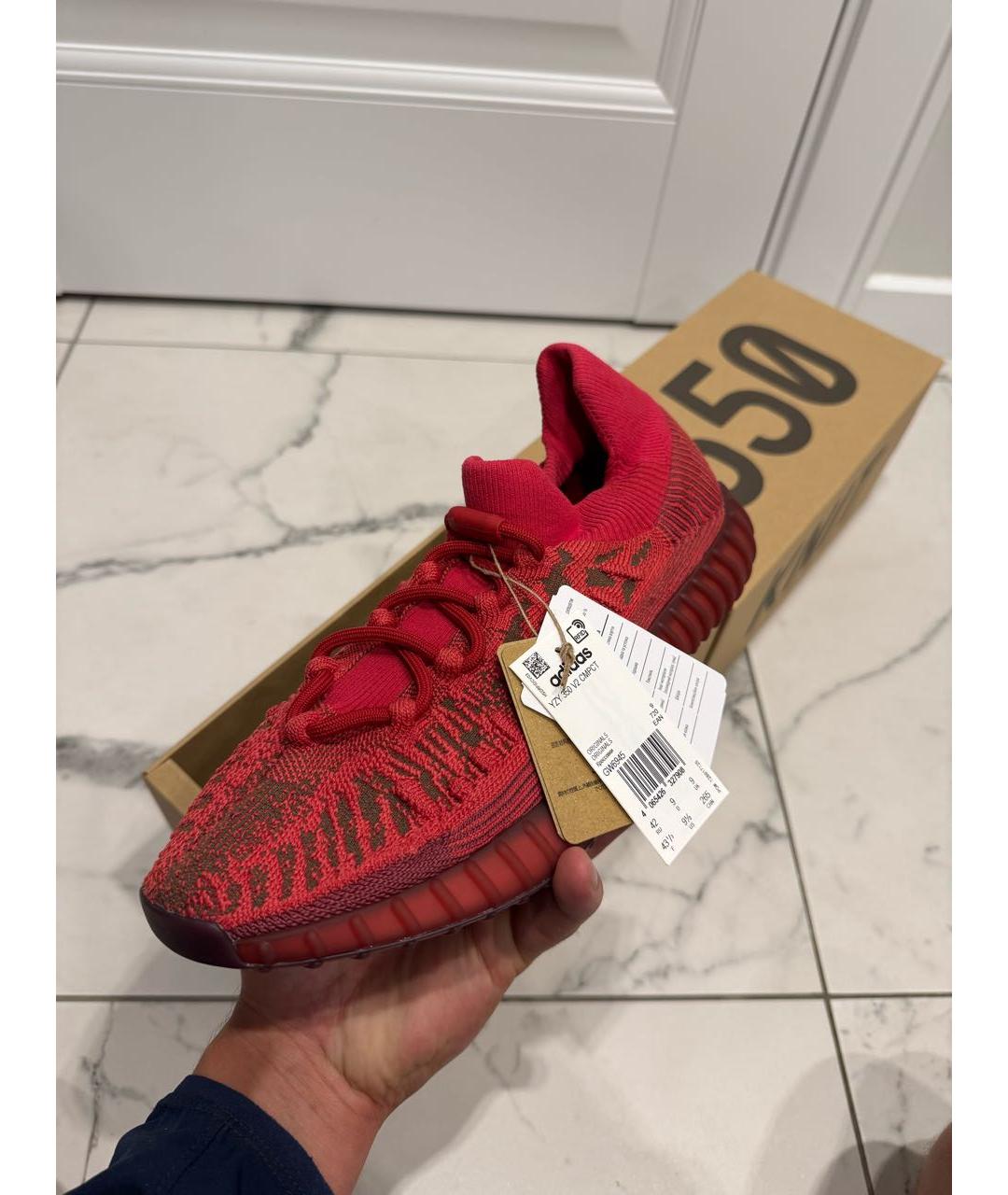 ADIDAS YEEZY Красные текстильные низкие кроссовки / кеды, фото 5
