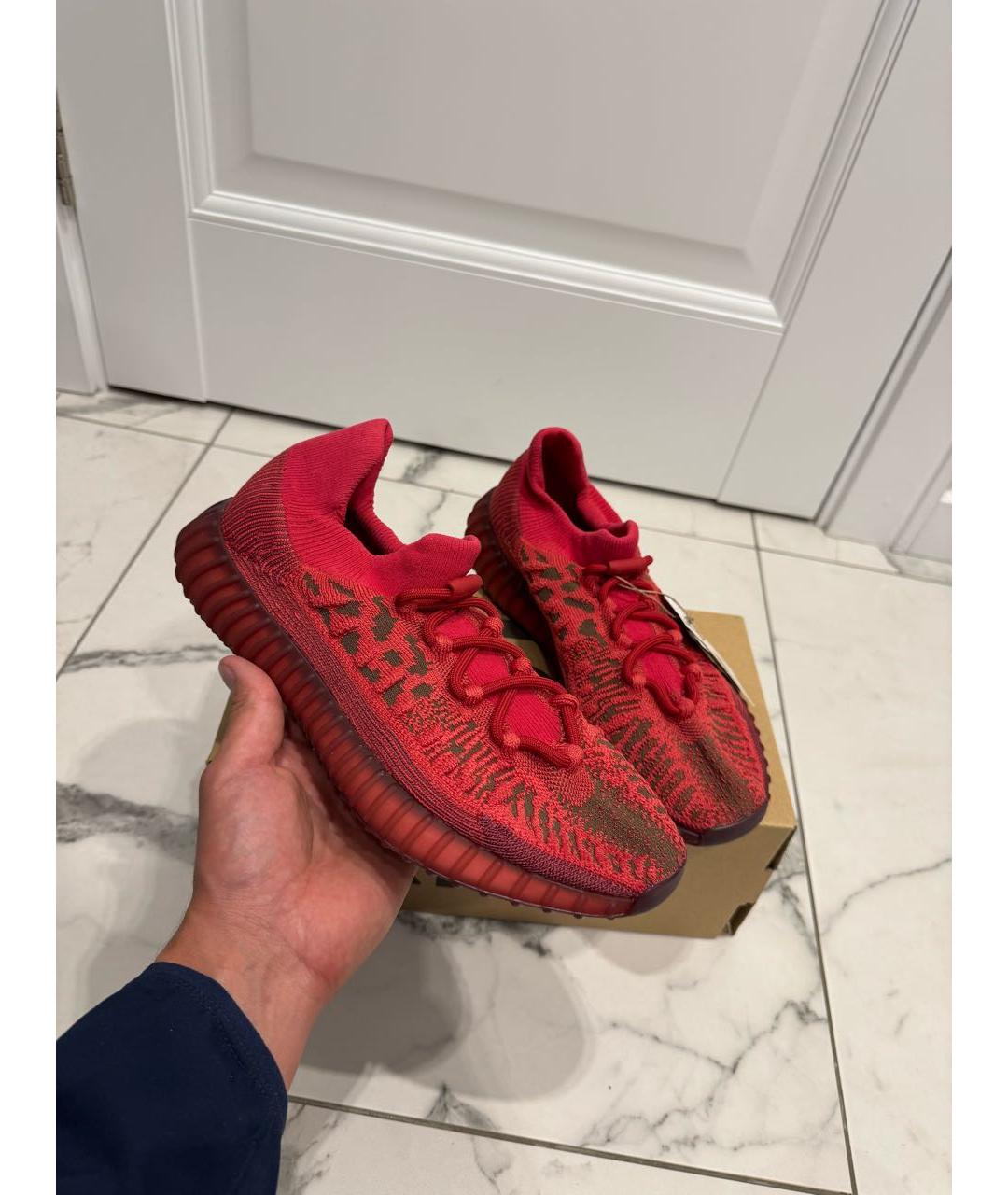 ADIDAS YEEZY Красные текстильные низкие кроссовки / кеды, фото 8